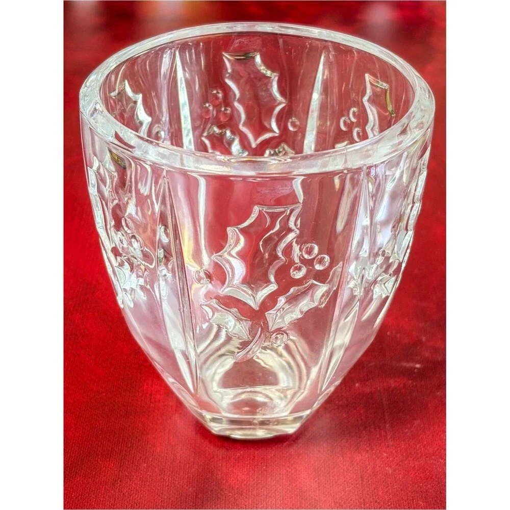 Vintage St. George 24% Lead Crystal Holly Vase